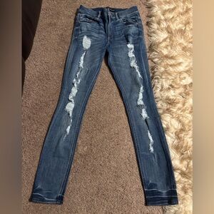 Express Distressed Dark Wash Jeggings